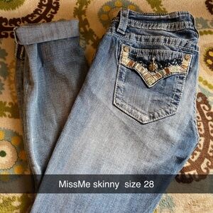 Miss Me Light Blue Jeans with Embellished Pockets